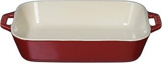 Staub Dish 40508-585 Rectangular Dish, Cherry 7.9 x 6.3 inches (20 x 16 cm), Ceramic Au Gratin Dish, Oven Safe and Microwave Safe
