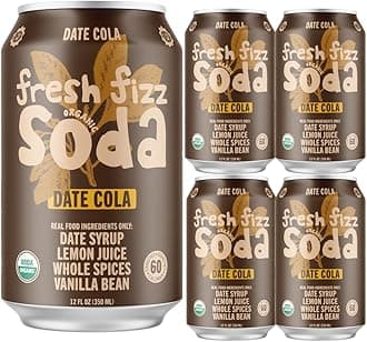 Fresh Fizz Sodas Organic Soda - All Natural Soda Sweetened With Honey, Flavors Include Sparkling Juices and Soda Pops Like Cola and Ginger Ale - No Stevia Aftertaste, Made With Real Food Ingredients. Great For Paleo And SCD Diets (4-pack, Date Cola)