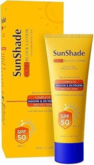 AMAEYYA Sun-Shade Ultra Block Sunscreen With SPF 50 PA+++ Lotion for Face & Body (50ml), All Skin Types - UVA/UVB | Water Resistant |non-Greasy| Broad Spectrum| Blue Light Indoor & Outdoor Protection..