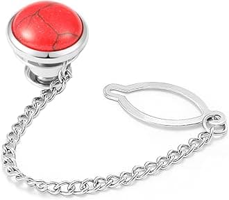 Tie Pins for Men Silver Tie Pins with Chain, Tie Tack Pins Brooch Personalized Wedding Business Gifts