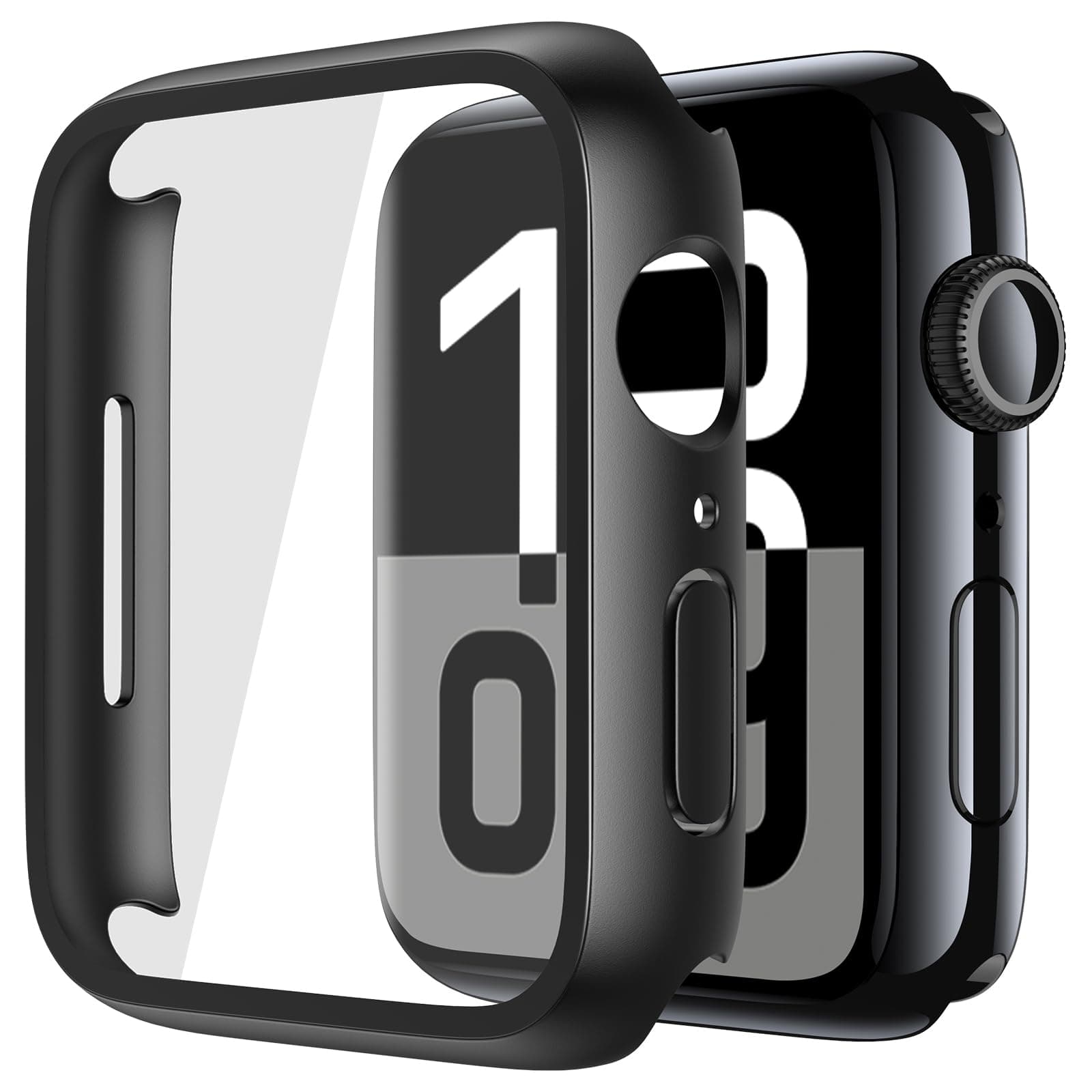 2 Pack Tempered Glass Case Compatible for Apple Watch Series 11 (2025) Series 10 46mm, Screen Protector Cover for iWatch, Black