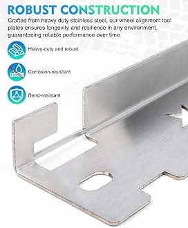 Premium Wheel Alignment Tool Plate with Hanging Holes, Stainless Steel Toe Alignment Tool Plates, Silver