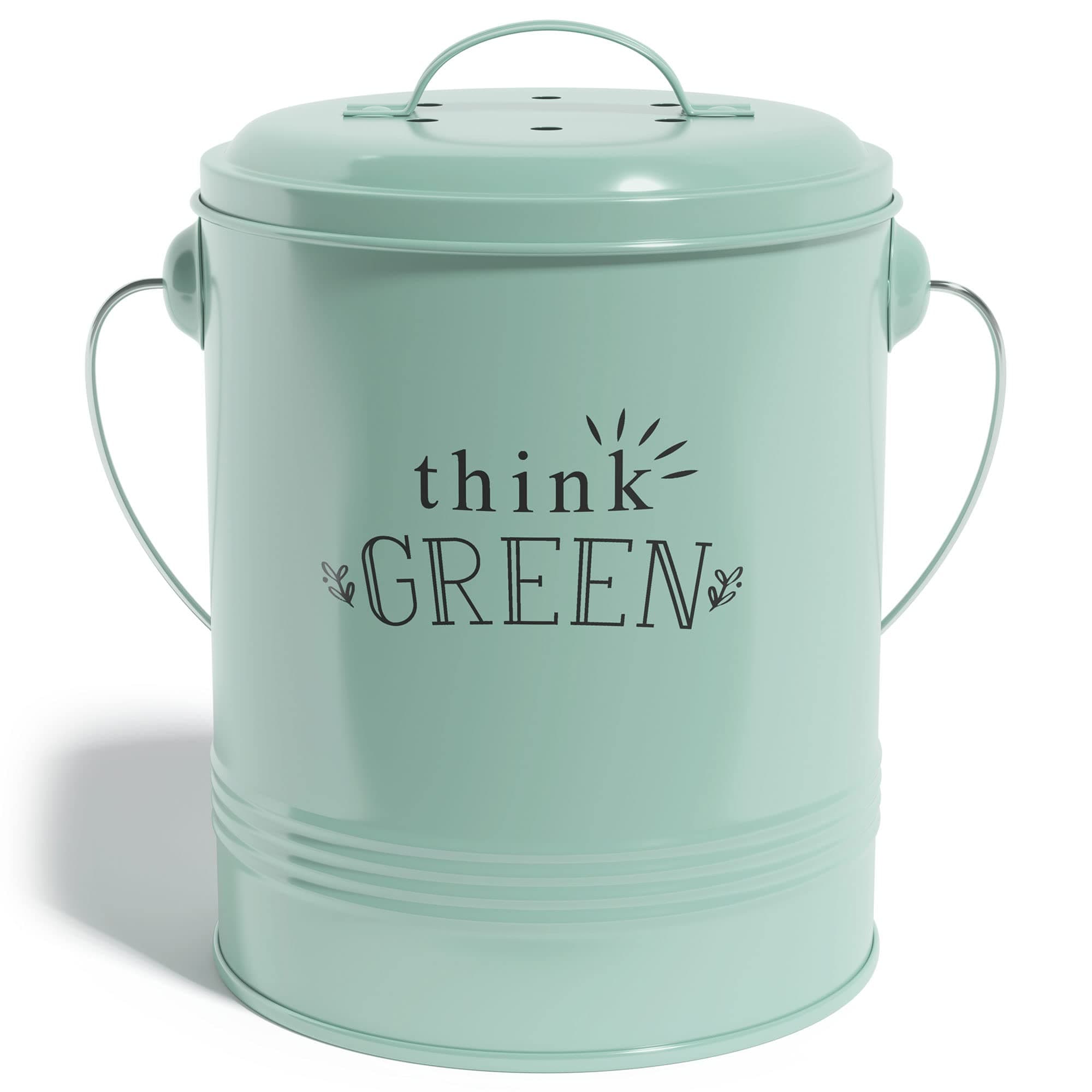 Barnyard Designs Compost Bin for Kitchen Counter - 1.2 Gallon Countertop Composter with Extra Smell-Absorbing Filters and Inner Bucket for Easy Cleaning - Food Waste Bin for Kitchen with Lid (Mint)