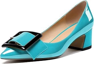 Eldof Pointed Toe Pumps,Classy 2 Inches Block Heel Chic Pumps, Confort Buckle Heel for Office Wedding Dress