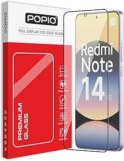 POPIO Tempered Glass Screen Protector Compatible For Redmi Note 14 5G (Black) Edge-To-Edge Protector Coverage, Pack of 1