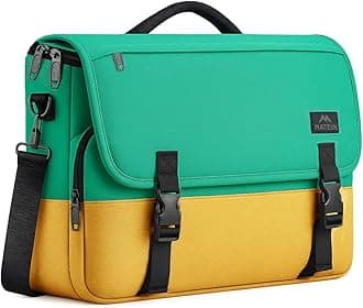 MATEIN School Bag, 15.6 inch Messenger Bag Lightweight Men's Laptop Briefcase with Adjustable Shoulder Strap, Water Resistant Crossbody Satchel Computer Case for College Work, Yellow & Green