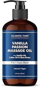 – Majestic Pure Vanilla Passion Massage Oil 236 ml - with Vanilla Oil, Coffee Oil & Shea Butter, Invigorating & Relaxing Body Massage Oil, for Men & Women