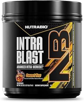 NutraBio Intra Blast Bcaa Powder Amino Acid Supplement, Electrolyte & Hydration Blend, Intra, Pre Workout & Muscle Recovery, 20g Eaa Amino Acids Powder, 5g Glutamine- Sweet Tea, 30 Serving