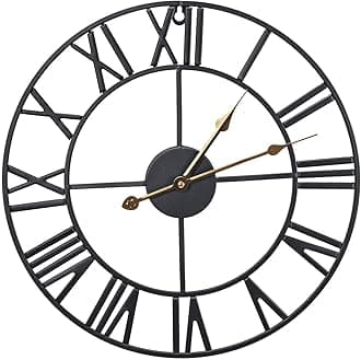 Sorbus Large Wall Clock for Living Room Decor - 16 inch Big Wall Clock Decorative - Battery Operated - Roman Numeral Analog Large Clock for Bedroom, Room, Home, Kitchen, Office, Wall Decor (Black)