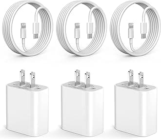 IIOZO iPhone Fast Charger, 3 Pack PD 20W Type C Fast Charger Fast Charging Block with 6FT USB C to Lightning Fast Charging Data Sync Cable Compatible for iPhone 14 13 12 11 Pro Max XS XR X 8 iPad
