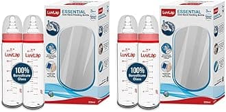 Essential Slim Neck Glass Feeding Bottle, New Born/Infants/Toddler Upto 3 Years, Pack of 4, 250ml