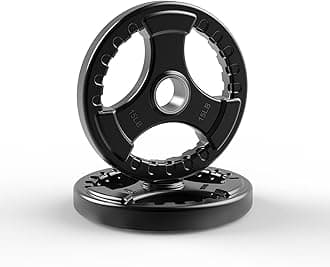 2-Inch Rubber Olympic Grip Weight Plates for Strength Training, Weightlifting, Solid Cast Iron Plate for Barbell in Single/Pair/Set for Home & Gym (2.5-45LB), One Year Warranty