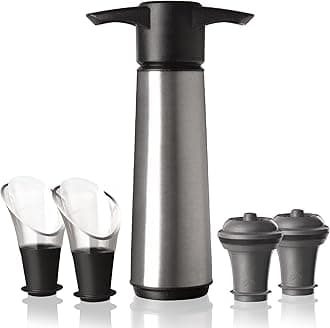 The Original Vacu Vin Wine Saver with 2 Vacuum Stoppers and 2 Wine Servers - Stainless Steel
