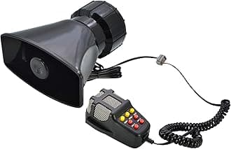 Safego Police Siren Speaker Car Pa System, Dc12v 100w 7 Tones Wired Handheld Microphone Loudspeaker Emergency Siren Electronic