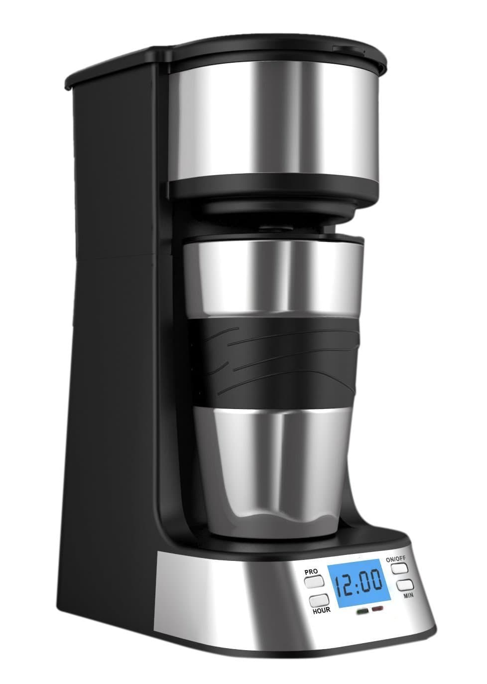 Coffee Maker, PYRUS Single Cup Coffee Maker Personal Coffee Cups Travel Coffee Cups Rinse Coffee and Ground Coffee(Black)