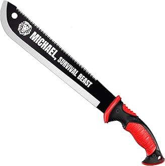 Machete with Saw 25" / 19" Heavy Duty Tool & Sheath - Ergonomic No-Slip Handle - Survival Knife with Serrated Blade - Machetes for Bushcraft Hunting Garden Cutting Trees and Yard Work