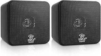 Home 4” Mini Cube Bookshelf Speakers-Paper Cone Driver, 200 Watt Power, 8 Ohm Impedance, Video Shielding, Home Theater Application and Audio Stereo Surround Sound System - 1 Pair -PCB4BK (Black)