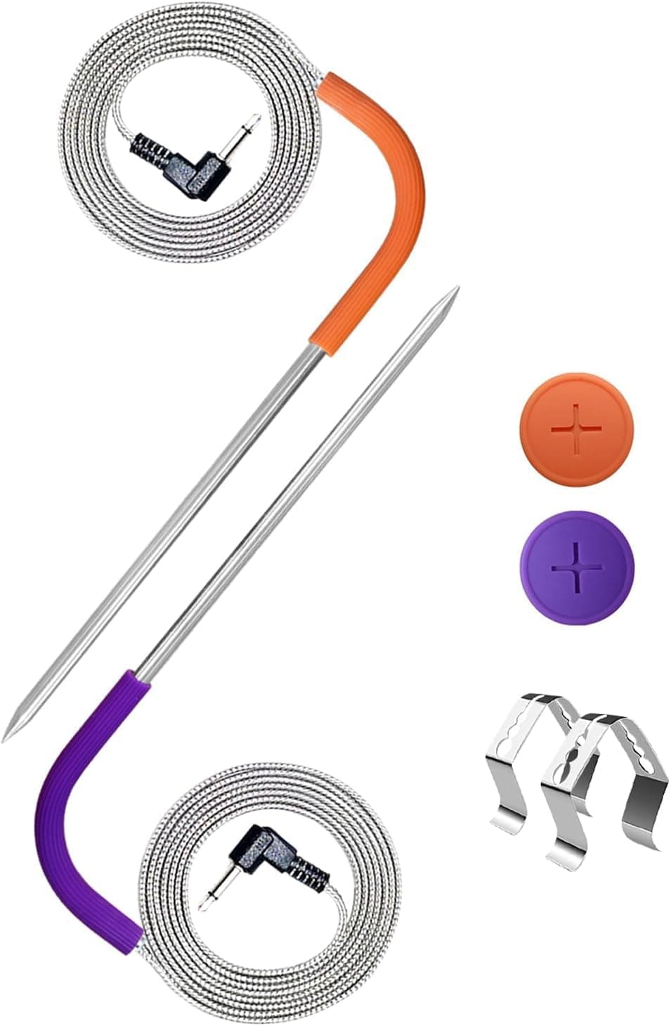 YTF Replacement High-Temperature Meat Probe for Pit Boss Pellet Grills and Pellet Smokers. Premium 3.5mm Plug Temperature Probe for Pit Boss Accessories. 2pc Probes and 2pc Stainless Steel Holders.