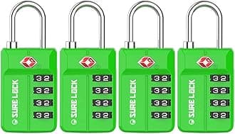 SURE LOCKTSA Approved Travel Luggage s, Open Alert Combination for School Office & Gym er,Toolbox, Pelican Case,Easy Read Dials- 1, 2 & 4 Pack (1, Green 4 Pack)