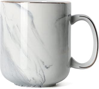 harebeMarble Coffee Mug, 20 OZ Large Coffee Mug, Smooth Ceramic Tea Cup for Office and Home, Big Capacity with Handle, Gray