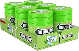 Chewy Mint Pot | Peppermint Flavour Chewing Gum | Mint Gums For Instant Freshness | Comes in a Resealable Pocket Bottle | Easy to Carry | 56.7g | Pack of 6