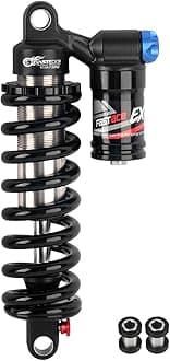 JFOYH Adjustable Oil+Coil Spring Rear Shock Suspension, Shock Absorbers For Downhill MTB Bike/E-bike, 240mm X 550lbs - Black