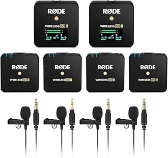 Rode Wireless GO II Dual Compact Digital Wireless Microphone System (Pair) with 4X Lavalier GO Omnidirectional Condenser Microphones
