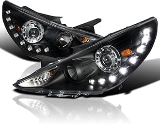SPEC-D TUNING SMD LED Black Projector Headlights Compatible with 2011-2014 Hyundai Sonata, Left + Right Pair Headlamps Assembly