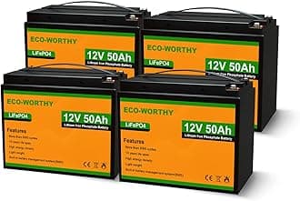 ECO-WORTHY 12V 50Ah 4Pack (Pack in series to 48V 50Ah) LiFePO4 Lithium Battery, Up to 15000 Deep Cycles, Replacement of Lead-Acid, for Off-Grid Solar System, RV, Scooter, Trolling Motor