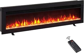 Efiretric® Arthur 50" W 3 in 1 Electric Fireplace (EF458), Freestanding, Wall Mounted, Recessed, 9 Colors Flame Effect, TV Media Wall, Heater 750W/1500W, Remote Control