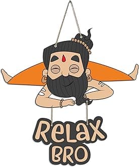Artvibes Relax Bro Printed Wooden Wall Hanging with Quotes for Home Decor | Gifts | Living Room | Bedroom | Wooden Decorative Items | Modern Decoration | Artworks Wall Hangings (WH_5728N)