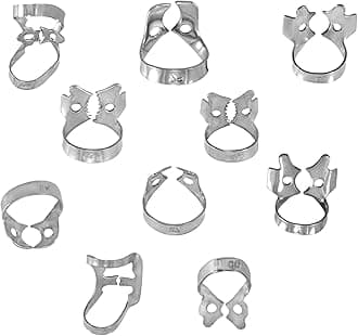 MEDSPO Professional Dental Rubber Dam Clamps | Endodontic Hygenic Brinker Universal Retractors| Tissue Gingival Lower Molars | Restorative Instruments Tools CE (Set of 10 Clamps)