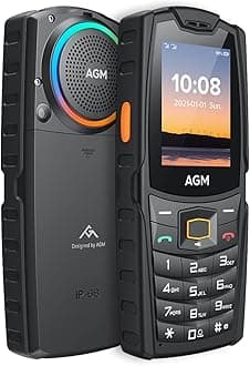AGM M6 Rugged Feature Cell Phone with Dynamic LED Ring Light, 4G Basic Mobile Phones, Waterproof | Drop-Proof, Large Buttons | Large Font, 109dB Powerful Speaker, Dual SIM, 2500 mAh, for T-Mobile ONLY