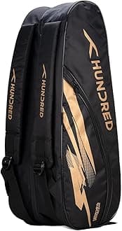 HUNDRED Cosmogear Badminton Kit-bag (Size: Large) | Double Zipper | Bag with Front Zipper Pocket | Material: Polyester| Padded Back Straps | Easy-Carry Handle