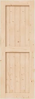 32in x 84in Sliding Barn Wood Door,Interior Doors,DIY Assemblely,Solid Natural Spruce Panelled Slab,Easy Install,Apply to Rooms & Storage Closet,H-Frame