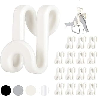 Mlici Cascading Hanger Connector, 60 Pcs Plastic Connector Hooks for Velvet Hanger or Clothes Hangers, Space Saving Hangers Hooks Closet Organizer - White