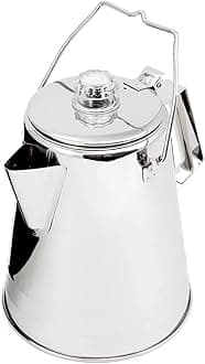 GSI Outdoors Percolator Coffee Pot I Glacier Stainless Steel Ultra-Rugged for Brewing Coffee Over Stove and Fire Ideal for Group Camping, 36 Cup