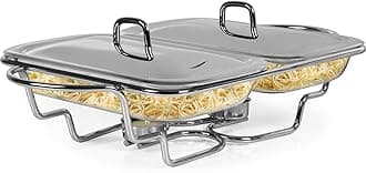 Galashield Chafing Dish Buffet Set Warming Tray with Lids Stainless Steel with 2 Oven Safe Glass Dishes Buffet Servers (1.5-Quart Each tray)