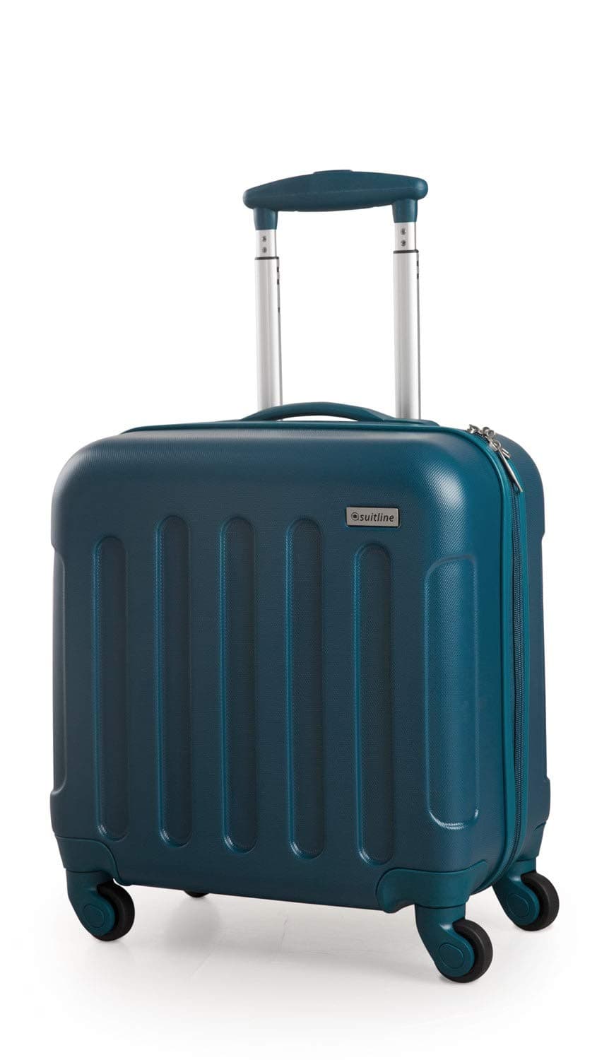 Suitline S3 – Hard Shell Roller Case, Pilot Trolley, Hand Luggage ABS, 46 cm, Blue Petrol