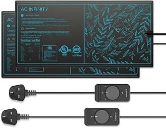 AC Infinity SUNCORE A3X2, Dual Waterproof Seedling Mat with Heat Controller 25x50cm, UL & MET Certified Heating Pad, for Indoor Gardening, Hydroponics, Germination, Cloning, 10" x 20.75"