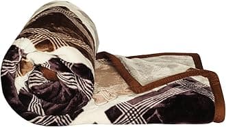 BSB HOME Super Soft Cloudy Printed Double Bed Blanket for Heavy Winter, Single Ply Mink Blanket King Size with 220 x 230 Cm – 3.5 Kg (Brown and White, Pack of 1)
