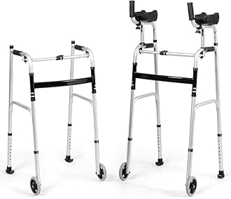Nightcore Folding Standard Walker，Rehabilitation Auxiliary Walking Aid, Front Wheeled Walker w/Adjustable Height & Removable Armrests, Platform Walkers for Seniors,Disabled, FDA Certification
