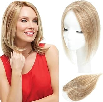 Hair Toppers for Women Real Human Hair,Hair Toppers for Women No Bangs Top Hair Extensions Hair Pieces for Thinning Hair Upgrade Lace Base Premium Remy Hair Toppers P10/16