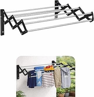 Boniry Clothes Stand for Drying Hanger Multi Rod Heavy Duty Rust-Free Stainless Steel Foldable Cloth Drying Stand for Balcony, Dress Cloth Stand for Drying Clothes Foldable, Hangers - Black