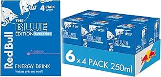 Blue Edition Sugarfree Juneberry Energy Drink 250ml 4 Pack (Pack of 6)