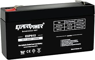 ExpertPower EXP612 6V 1.2 Amp Rechargeable Battery Replaces LEOCH DJW6-1.2 T1 F1 6V1.3AH 6V1.4AH 6V1.2AH LP6-1.4 - F1 Terminals (Valve Regulated Lead Acid Battery)