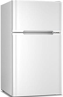 Compact Refrigerator,3.2 Cu.Ft. Mini Separate Freezer Double 2-Door,Adjustable Removable Shelves for Basement,Apartment,Dorm,Office,WHITE