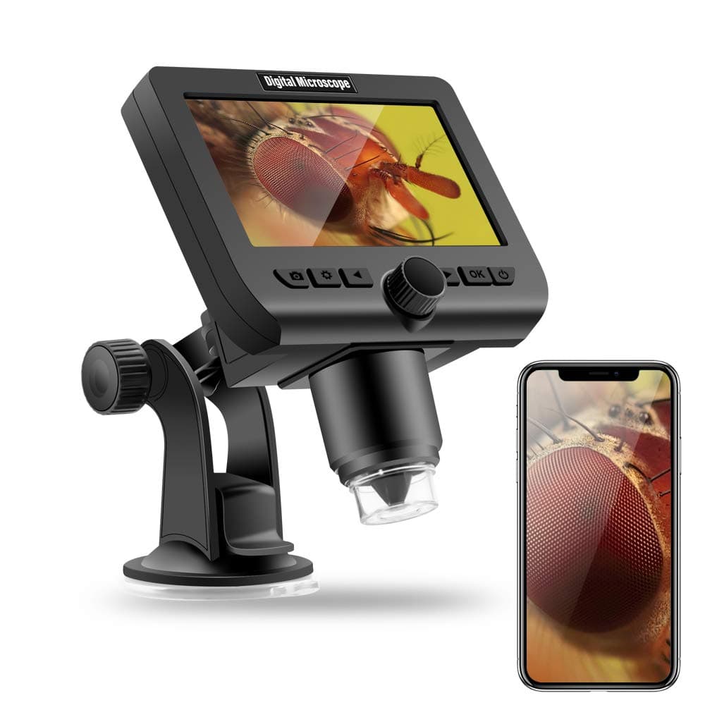 Digital Wireless Microscope, Veroyi 4.3 Inches LCD USB Digital Microscope 1080P 50X to 1000X WiFi Magnification Magnifier with 8 LED Adjustable Lights