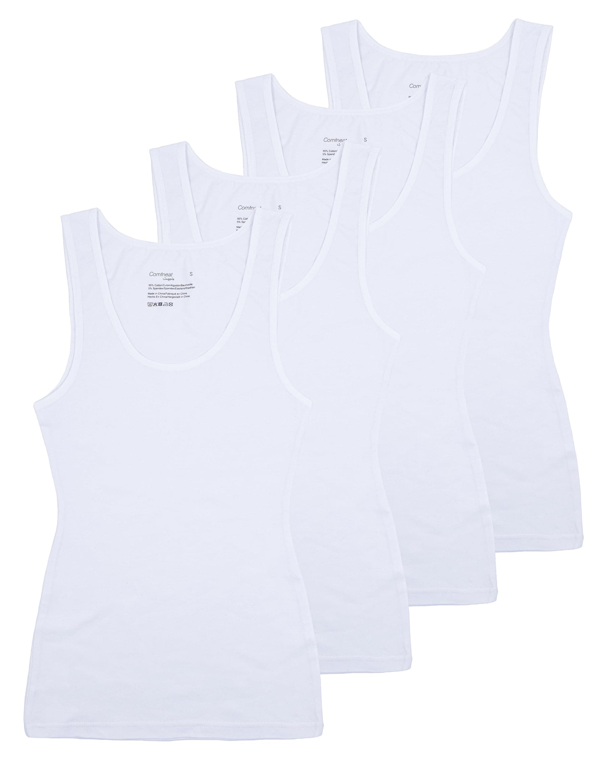 Women's 4-Pack Slim-Fit Basic Tanks Cotton Casual Comfy Top Underwear Vests
