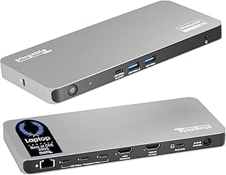 Plugable USB C Docking Station 5 Monitors, 140W DisplayLink Dock Connects up to Five 4K Displays for MacBook Windows Thunderbolt 4 Laptops, 2x HDMI, 3x USBC 2.5Gbps Ethernet, Driver Required UD-7400PD